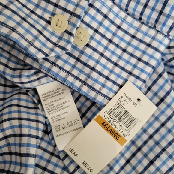 IZOD Mens Big & Tall Classic Fit Long Sleeve Plaid Button-Down Shirt - Picture 9 of 9